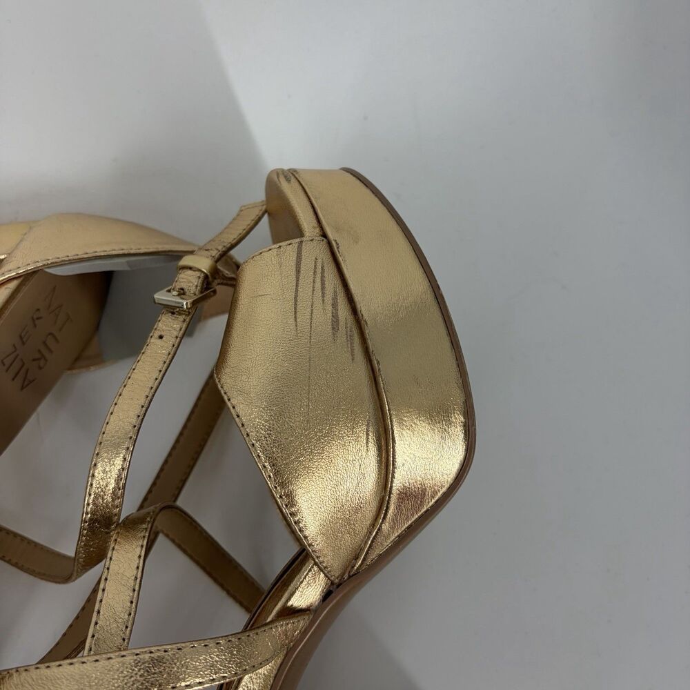 Naturalizer Shoes Size 8 Womens Gold Metallic Melody Strappy Sandal Heel Party - Picture 7 of 9